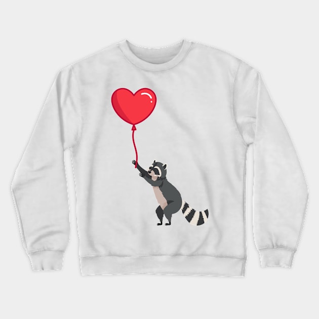 Love please come back, racoon with heart ballon design Crewneck Sweatshirt by kuallidesigns